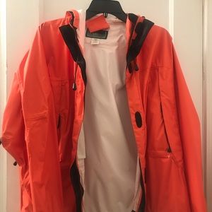 LL Bean lightweight orange raincoat windbreaker